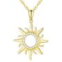 Blocaci 14K Yellow Gold Pendant Necklaces for Women Real Gold Moissanite Sun Necklaces Anniversary Valentines Day