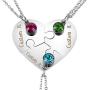 Fanery Sue Personalized Puzzle Pieces Heart Shape Necklace/Kaychain for Love Best Friends Family Custom Name/Date Matching Pendant Set with Gift Box