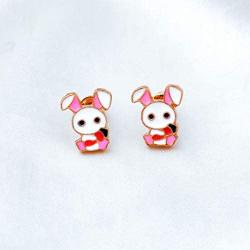 WSNANG Tiny Cute Rabbit Necklace Earring Set Bunny Earrings Pet Lover Gift