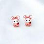WSNANG Tiny Cute Rabbit Necklace Earring Set Bunny Earrings Pet Lover Gift