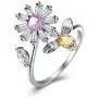 Adjustable Womens Band Birthstone Ring Cubic Zirconia Anti-Anxiety Open Flower and Bee Spinning Rings Girls Rotatable Calming Worry Meditation Ring Birthday Christmas Jewelry Gifts for Relieving Boredom ADHD, Anxiety,Autism