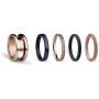 BERING Interchangeable Rose Gold, Black & Blue Colored Twist and Change Womens Rings Set