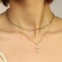 HAWSON Tiny Cross Necklace, 18K Gold Necklace for Girls, Imitation Pearls Cross Pendant, Layered Necklaces for Women, Dainty Necklace, Small Delicate Necklace, Charm Chokers for Lovers Gifts