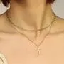 HAWSON Tiny Cross Necklace, 18K Gold Necklace for Girls, Imitation Pearls Cross Pendant, Layered Necklaces for Women, Dainty Necklace, Small Delicate Necklace, Charm Chokers for Lovers Gifts
