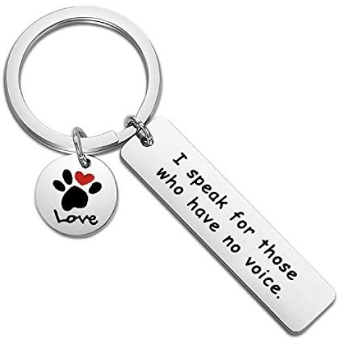 WUSUANED Animal Lover Gift I Speak for Those Who Have No Voice Keychain Vet Tech Jewelry Gift for Nurse Veterinarian Vet Student Veterinarian Assistant