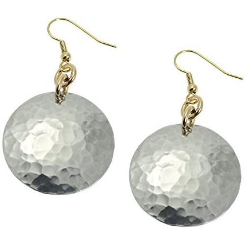 Hammered Aluminum Disc Earrings By John S Brana Handmade Jewelry - Super Lightweight - Hypoallergenic