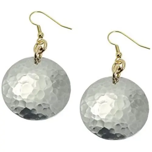 Hammered Aluminum Disc Earrings By John S Brana Handmade Jewelry - Super Lightweight - Hypoallergenic Hammered Aluminum Disc Earrings By John S Brana Handmade Jewelry - Super Lightweight - Hypoallergenic