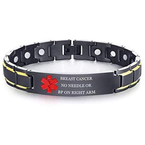 XUANPAI Custom Engraving Watch Band Stainless Steel Magnet Therapy Medical Alert ID Bracelet,Adjustable