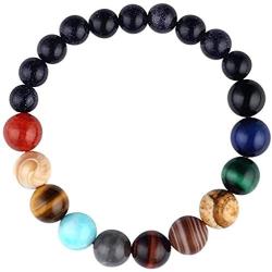 Comelyjewel Black Lava Stone 7 Chakra Bracelets Rock Bead Elastic Natural Stones Gemstones Yoga Beads Bracelets for Men Women Girls Jewelry