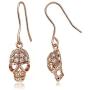 Sterling Silver Cubic Zirconia Skull Head Dangle Earrings