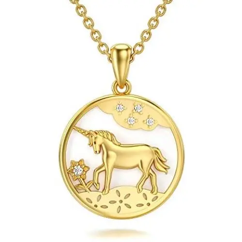 14K Solid Gold Unicorn Necklace Unicorn Jewelry for Girls Women Dainty Pendant Necklace Yellow Gold 18'' 14K Solid Gold Unicorn Necklace Unicorn Jewelry for Girls Women Dainty Pendant Necklace Yellow Gold 18''