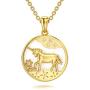 14K Solid Gold Unicorn Necklace Unicorn Jewelry for Girls Women Dainty Pendant Necklace Yellow Gold 18''