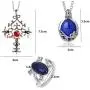 PPX 3 Packs Unisex Vampire Diaries Elena Sapphire Crystal Daylight Ring and Katherine Sapphire Crystal Pendant Daywalking Necklace for Fans