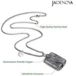 JADENOVA Healing Crystal Necklace for Women Tree of Family Pendant Family Tree Wire Wrapped Jewelry Energy Healing Teardrop pendant (24 Inches Stainless Steel Chain)