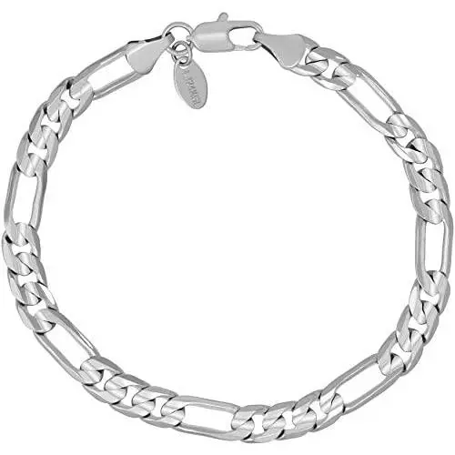 LIFETIME JEWELRY 7mm Figaro Chain Bracelet 24k Gold Plated for Men and Women LIFETIME JEWELRY 7mm Figaro Chain Bracelet 24k Gold Plated for Men and Women