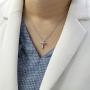 Classic Cross Pendant Necklace with Natural Round Diamonds Set in 925 Sterling Silver with 18 Inch Silver Cable Chain