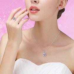 Uloveido Women Jewelry Necklace Earrings and Ring Set with Cubic Zirconia Crystals T466