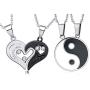 Couple Necklace Pendant Yin Yang Love Heart CZ Puzzle Matching Couple Gift for Him and Her