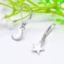 YL Hoop Earrings 925 Sterling Silver Polished Star/Cross/Moon Circle Endless Earrings 15mm Dangle Hoops Diameter Jewelry