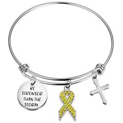 CENWA Yellow Awareness Ribbon Charm Bracelet Cancer Awareness Jewelry Gift for Endometriosis/Bladder Cancer/Suicide Prevention/Bone Cancer