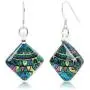 SUVANI Sterling Silver Glass Jewelry Colorful Glittering Retro Abstract Art Square Dangle Earrings