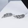 GDDX Sterling Silver Ear Climber Crawler Vintage Feather Wings CZ Long Ear Crawler Earrings