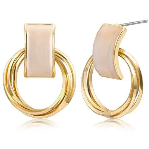 14K Gold Plated Lerverback Earrings Round Cut Cubic Zirconia Drop Dangle Earring for Women Girls Hypoallergenic Jewelry Gifts