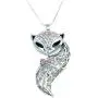 Hslsmxy Women Long Necklace Fox Snake Serpent Swan Dancing Girl Shaped Crystal Pendant Necklaces Sweater Casual Formal Dressing Decoration Fashion Jewelry for Girls Friends