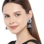 Aheli Antique Boho Oxidized Faux Blue Stone Studded Dangle Jhumki Jhumka Earrings Indian Wedding Bohemian Jewelry for Women