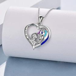 YFN Unicorn Gifts Created Opal Pendant Necklace 925 Sterling Silver Unicorn Jewelry for Women Girls