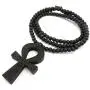 Fashion 21 Egyptian Ankh Cross Pendant 6mm 27'' Stretchable Wooden Bead Necklace (3 Colors Available)