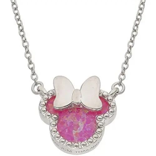 Disney Jewelry Mickey or Minnie Mouse Sterling Silver Synthetic Opal Pendant Necklace Disney Jewelry Mickey or Minnie Mouse Sterling Silver Synthetic Opal Pendant Necklace