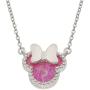 Disney Jewelry Mickey or Minnie Mouse Sterling Silver Synthetic Opal Pendant Necklace