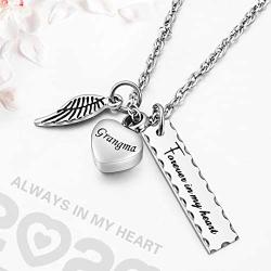 XIUDA Cremation Necklace for Ashes Heart Urn Necklace Memorial Ash Necklace Stainless Steel Cremation Jewelry-Forever in My Heart