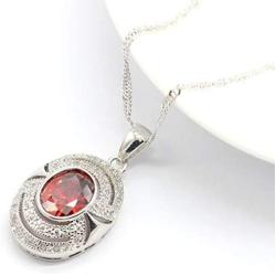 GZJY Red Cubic Zirconia Women Jewelry Set Silver Color Bracelet Earrings Necklace Pendant Jewelry