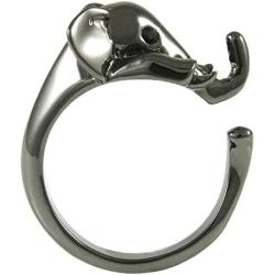 Ellenviva Elephant Adjustable Animal Wrap Ring Shiny Graphite Tone