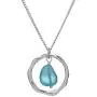 Ocean Waves Sea Glass Pendant Necklace, with sterling silver chain,Handmade Silver Plated Hoop with TumbledTurquoise Sea Glass