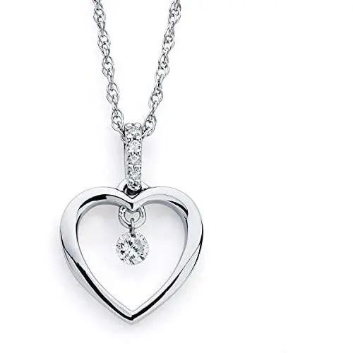 925 Sterling Silver 1/10 Cttw Diamond Heart Pendant Necklace 18'' Rope Chain (I Color, I1 Clarity) 925 Sterling Silver 1/10 Cttw Diamond Heart Pendant Necklace 18'' Rope Chain (I Color, I1 Clarity)