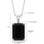 Gem Stone King 925 Sterling Silver Emerald Cut Black Onyx and White Diamond Pendant Necklace For Women (7.38 Cttw, With 18 Inch Silver Chain)
