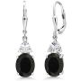Gem Stone King 925 Sterling Silver Black Onyx Dangle Earrings For Women 5.00 Cttw Gemstone Birthstone Oval 10X8MM