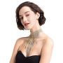 Bella Stunning Crystal Statement Necklace Tassel Collar for Party Banquet