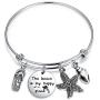 SEIRAA The Beach is My Happy Place Bracelet Expandable Stainless Steel Bangle Beach Jewelry for Beach Lover