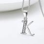 Initial Letter Necklace/Earrings 925 Sterling Silver 26 A-Z English Alphabet Fashion Name Pendant/Studs Earrings Crystal Cubic Zironia Jewelry