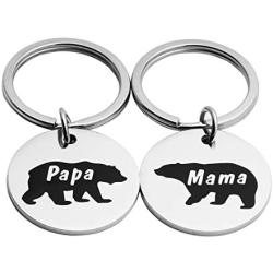 Meibai Mama Bear and Papa Bear Matching Keychains for Couples Mom & Dad Husband and Wife