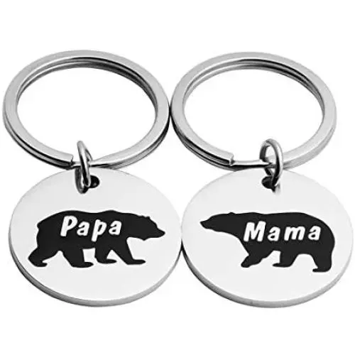 Meibai Mama Bear and Papa Bear Matching Keychains for Couples Mom & Dad Husband and Wife
