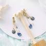 DAMLENG Sparkly Bohemia Long Tassel Blue Ocean Shell Dangle Earrings Shine Rhinestone Scallop Beach Earrings for Women Girls Charm Statement Colorful Crystal Jewelry