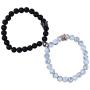 1Pair Magnetic Couples Bracelets Set Mutual Attraction Natural Stone Volcanic Beads Matching Stretch Bracelets for Women Men Lover Distance Relationship Jewelry