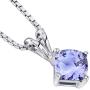 14 Karat White Gold Cushion Cut 1.00 Carats Tanzanite Pendant