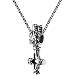 AeraVida Supreme Viking Wolf Thors Cross .925 Sterling Silver Pendant Necklace