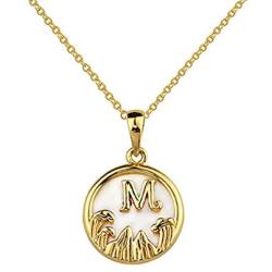 KissYan Round Initial Necklace 14K Gold Plated Alphabet Letter Pendant Circle Disc Necklace, A-Z Minimalist Jewelry Gift for Women Girl